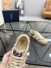 Colestore Dior Ribbon Sneaker Beige Suede Calfskin and Natural Mizza Printed Fabric - 2
