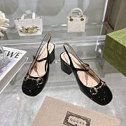 Colestore Gucci Horsebit 55 Patent Leather Slingback Pumps Black - 1