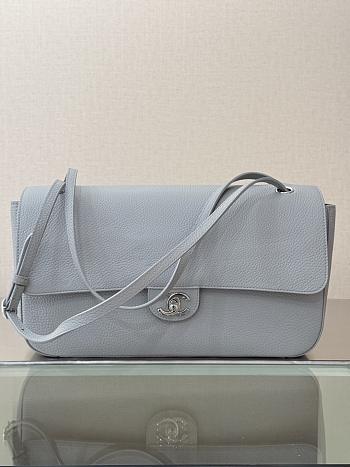 	 Colestore Chanel Fall Winter 2026 Maxi bag with flap Grained calfskin and Silver metal Grey 19.5 x 32 x 10cm