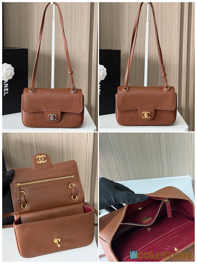 	 Colestore Chanel FALL WINTER 2026 PRE-COLLECTION MINI FLAP BAG Grained Calfskin & Gold/Sliver-Tone Metal Camel 13 x 20 x 6cm - 1
