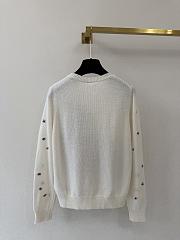 Colestore Dior Embroidered Sweater Ecru Cashmere Knit with Multicolor Dior Hortensia Garden Motif - 5