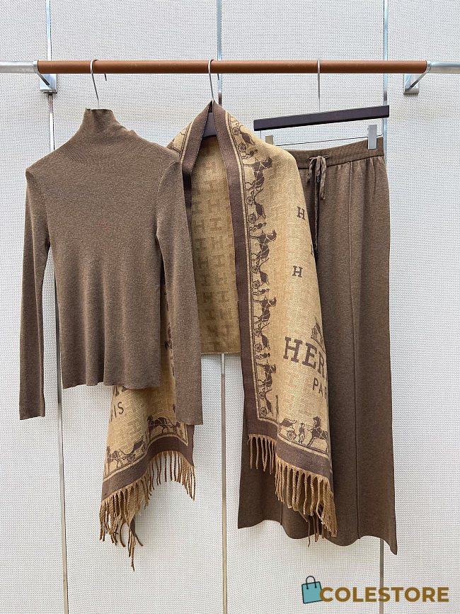 Colestore Hermes Wool Knit Set Brown - 1