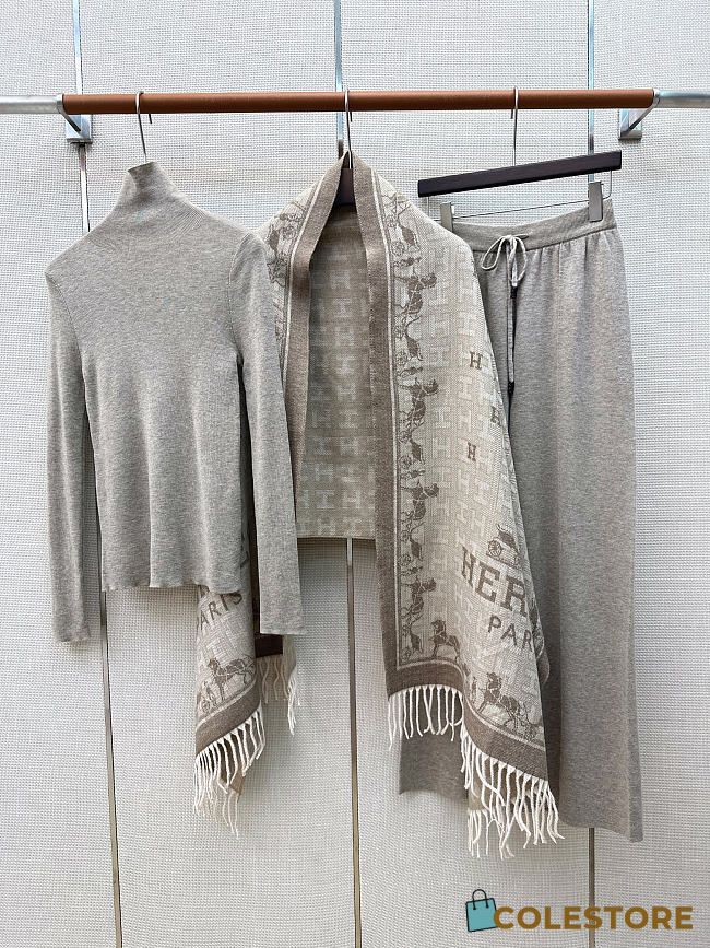 Colestore Hermes Wool Knit Set Gray - 1