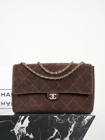 	 Colestore Chanel Fall Winter 2026 Pre-Collection Maxi Flap bag Suede Calfskin & Gold-Tone Metal Dark Brown 26 x 38.5 x 11cm