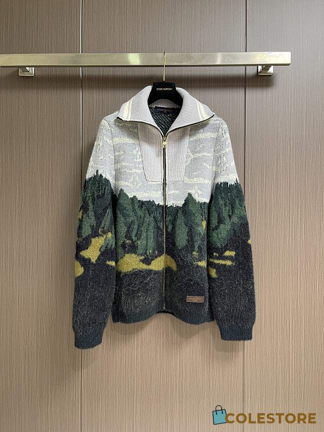 Colestore Louis Vuitton Jacquard Zippered Turtleneck Cardigan - 1