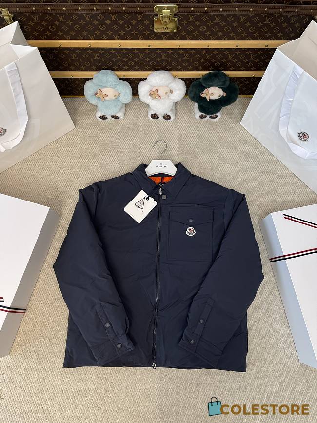 Colestore  Moncler Navy Blue Cotton Blend Gabardine Shirt Jacket - 1