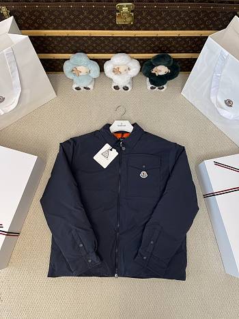 Colestore  Moncler Navy Blue Cotton Blend Gabardine Shirt Jacket