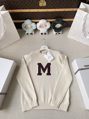 Colestore  Moncler White Ivory Monogram Cotton Blend Jumper