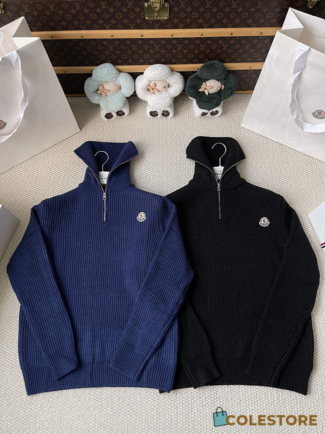 Colestore  Moncler Logo Rib Wool Turtleneck Cobalt Blue/Black - 1