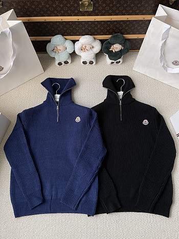 Colestore  Moncler Logo Rib Wool Turtleneck Cobalt Blue/Black