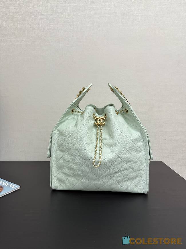 Colestore Chanel 25 Medium Handbag Grained Calfskin & Gold-Tone Metal Light Green 40x30x15cm - 1