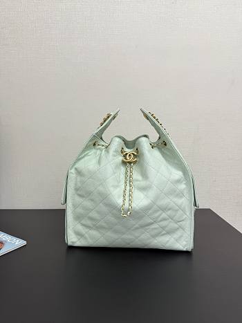 Colestore Chanel 25 Medium Handbag Grained Calfskin & Gold-Tone Metal Light Green 40x30x15cm