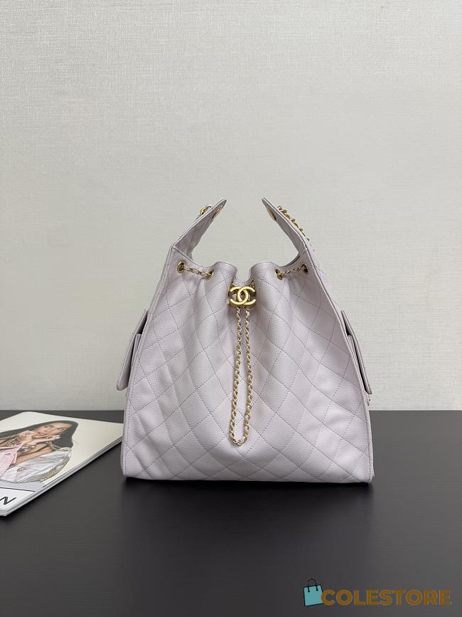 Colestore Chanel 25 Medium Handbag Grained Calfskin & Gold-Tone Metal Light Purple 40x30x15cm - 1