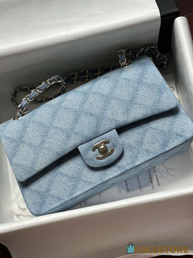 Colestore Chanel Classic 11.12 Handbag Blue Denim & Silver-Tone Metal  15.5 x 25.5 x 6.5cm - 1