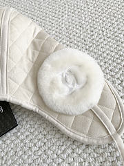 	 Colestore Chanel Quilted Hat Suede & Shearling Lambskin, White - 3