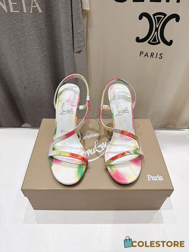 Colestore Christian Louboutin Rosa Z Strass Botanica 100 mm Sandals - Botanica printed suede - Multicolor  - 1