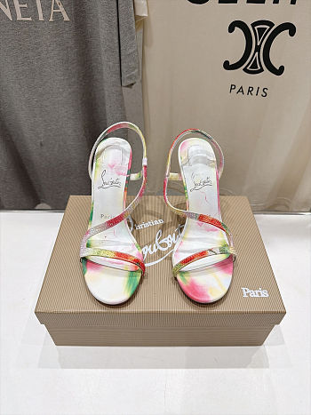 Colestore Christian Louboutin Rosa Z Strass Botanica 100 mm Sandals - Botanica printed suede - Multicolor 