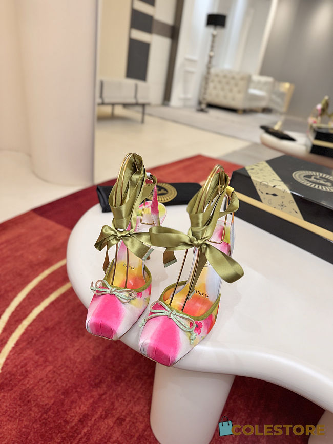 Colestore Christian Louboutin Cassia Lace Up 100 mm Strappy pumps - Botanica printed crepe satin - Multicolor - 1