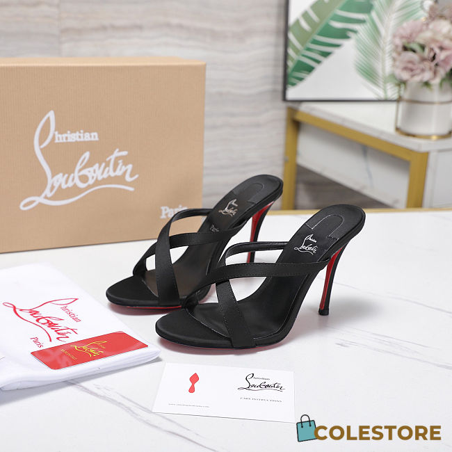 Colestore Christian Louboutin Mulazee Cross 100 mm Mules - Kid leather - Black - Women - 1