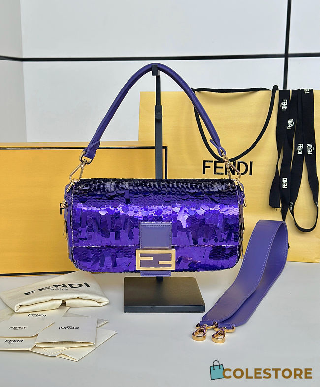 Colestore Fendi Baguette Iconic medium Purple Sequins 27 x 15 x 6cm - 1