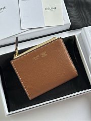 Colestore Celine Compact Wallet Triomphe Stamp In Supple Grained Calfskin SOFT TAN / SOFT CREAM 10.5 x 8 x 2cm - 1