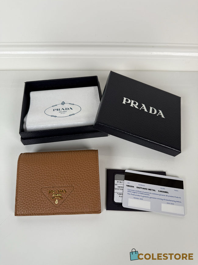 Colestore Prada Vitello Daino Leather Mini Wallet Caramel 10 x 8.5cm - 1
