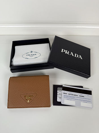 Colestore Prada Vitello Daino Leather Mini Wallet Caramel 10 x 8.5cm