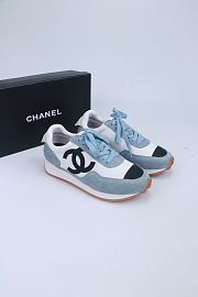 Colestore Chanel suede and fabric CC sneakers in light blue and black - 5