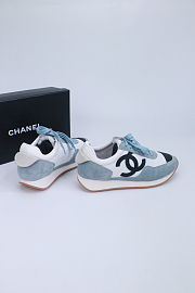 Colestore Chanel suede and fabric CC sneakers in light blue and black - 6