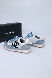 Colestore Chanel suede and fabric CC sneakers in light blue and black - 4