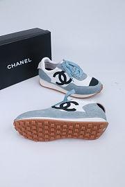 Colestore Chanel suede and fabric CC sneakers in light blue and black - 3