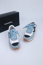 Colestore Chanel suede and fabric CC sneakers in light blue and black - 2