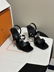 Colestore Hermes Glamour Sandals 95 Noir Calfskin heeled sandals - 1
