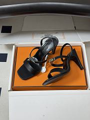 Colestore Hermes Glamour Sandals 95 Noir Calfskin heeled sandals - 4