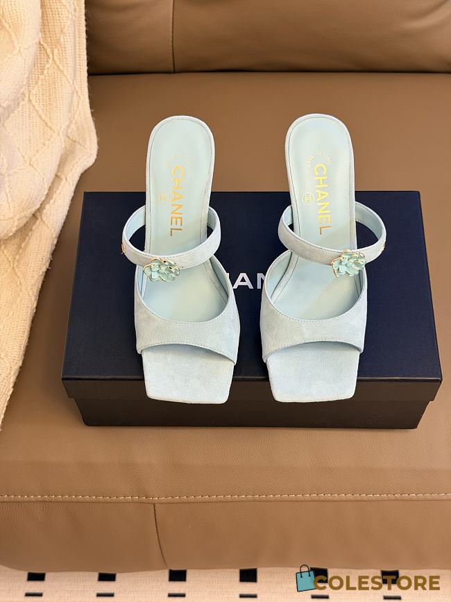 Colestore Chanel Métiers d’art 2026 Mules   Suede Kidskin & Metal  Light Green - 1