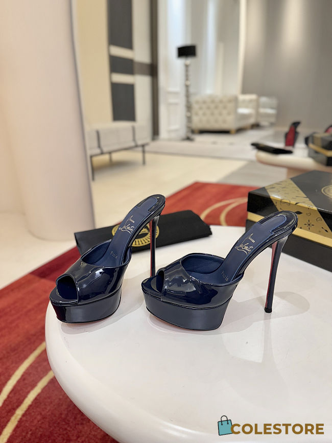 Colestore Christian Louboutin Women's Blue Me Dolly Patent Leather Mules 150 - 1