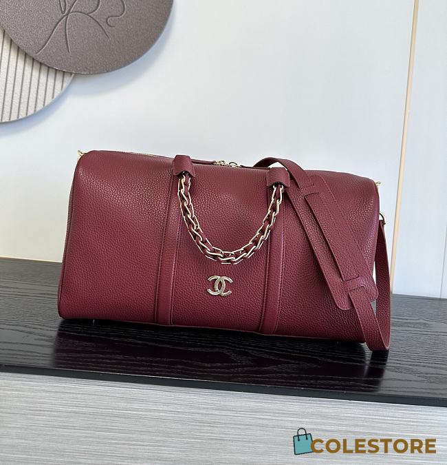 Colestore Chanel Cruise 2026/27 Large Bowling Bag Grained Calfskin & Gold-Tone Metal Burgundy 40 x 19 x 21 cm - 1