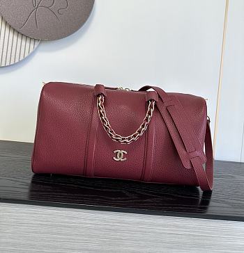 Colestore Chanel Cruise 2026/27 Large Bowling Bag Grained Calfskin & Gold-Tone Metal Burgundy 40 x 19 x 21 cm