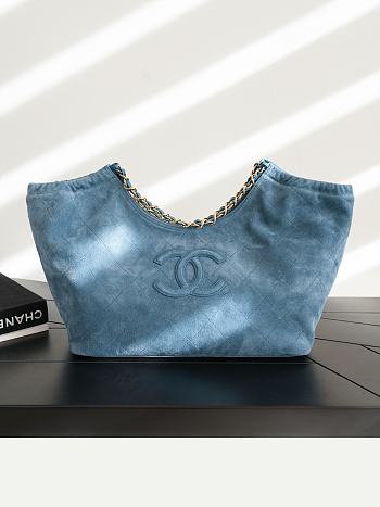 Colestore Chanel Fall Winter 2026 Shopping Bag   Suede Calfskin & Gold-Tone Metal  Blue  24.5 x 44.5 x 18cm