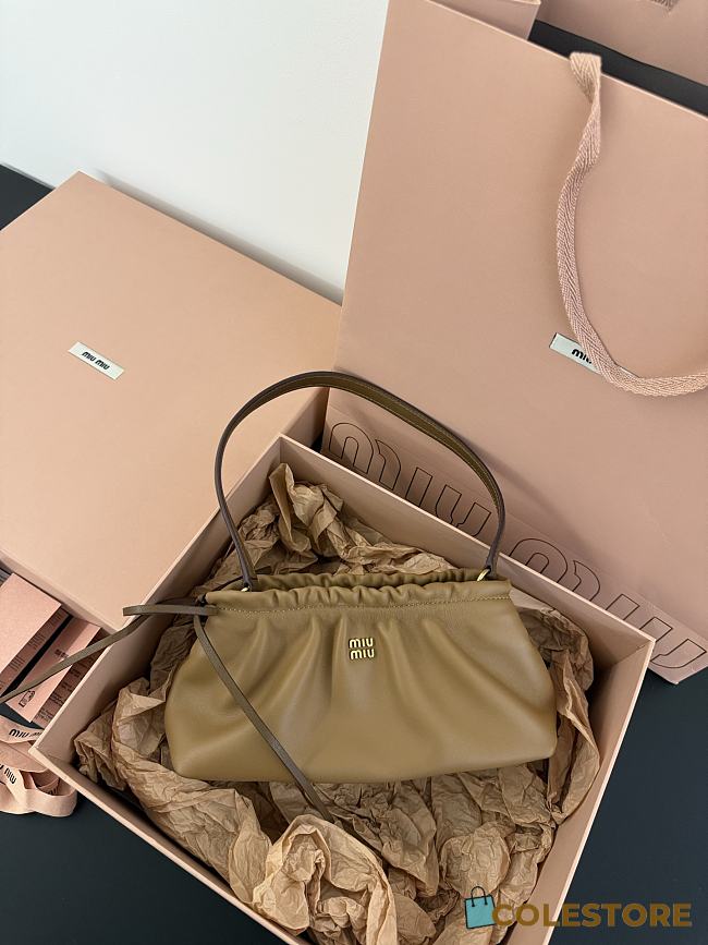 Colestore Miu Miu Nappa leather pouch Caramel/Oak 24 x 13 x 9cm - 1