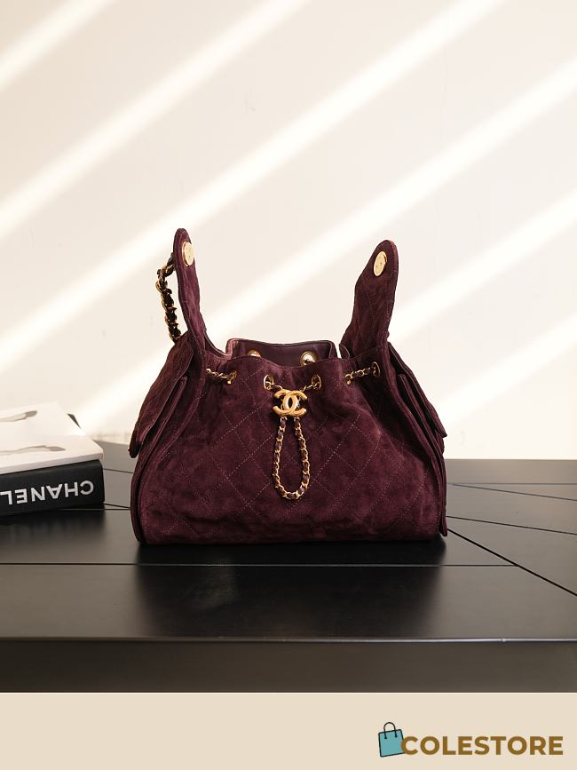 Colestore Chanel Fall Winter 2026 CHANEL 25 Mini Handbag Suede Calfskin & Gold-Tone Metal Burgundy 20 x 22 x 12.5cm - 1