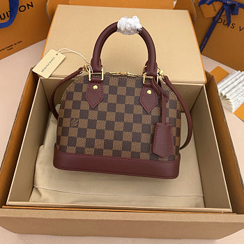 Colestore Louis Vuitton Alma BB Damier Ebène / Monogram Rouge 23.5 x 17.5 x 11.5 cm