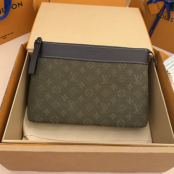 Colestore Louis Vuitton Pochette Voyage Souple Monogram Surplus jacquard textile Khaki Green 30 x 21 x 7.5 cm