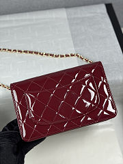 Colestore Chanel Wallet on chain Patent Quilted Gold-tone Metal Dark Red 19cm - 5