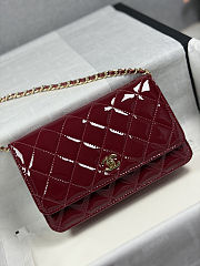 Colestore Chanel Wallet on chain Patent Quilted Gold-tone Metal Dark Red 19cm - 3