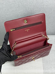 Colestore Chanel Wallet on chain Patent Quilted Gold-tone Metal Dark Red 19cm - 2