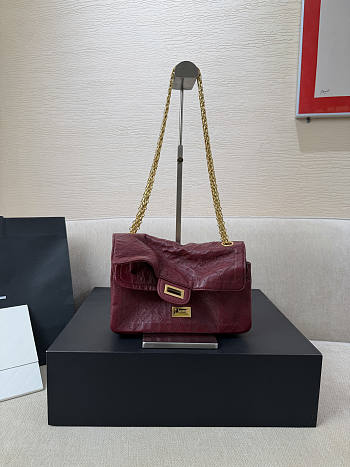 Colestore  Chanel 2.55 Handbag, Lambskin & gold-tone metal, Dark Burgundy 24 x 7.5 x 16 cm