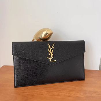 Colestore YSL  Saint Laurent UPTOWN pouch in grain de poudre leather in Black 27×16×2cm
