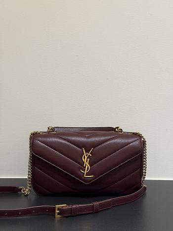 Colestore YSL Saint Laurent LOULOU Top-handle in MATELASSÉ lambskin in Bordeaux  25 x 13 x 6 cm