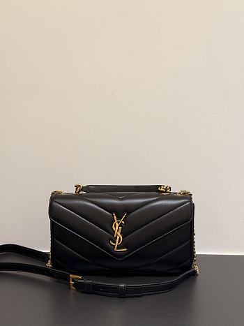 Colestore YSL Saint Laurent LOULOU Top-handle in MATELASSÉ lambskin in Black  25 x 13 x 6 cm